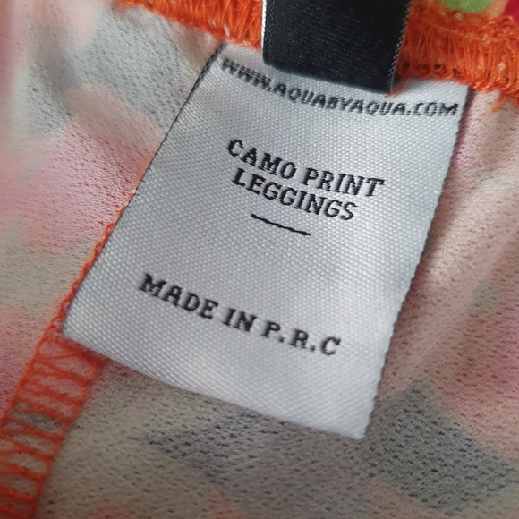 AQUA gym leggings orange multi Geometric Abstract Print 6 uk 24" waist - Picture 7 of 7